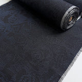 Navy-Indigo/Black Ikat with Kites or Abstract Angular Spirals Vintage Kimono Silk from Japan By the Yard #327