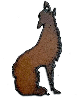 Howling Coyote, Rusted Iron Pendant/Plaque/Hanging Decor 2.5"  #RST 3037
