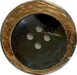 Re-Stocked, Tipsy Black/Brown Moon Horn Button 4-Hole, 1-3/16" - 1-1/4"  # SK-0066