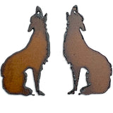Howling Coyote, Rusted Iron Pendant/Plaque/Hanging Decor 2.5"  #RST 3037