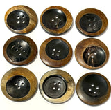 Re-Stocked, Tipsy Black/Brown Moon Horn Button 4-Hole, 1-3/16" - 1-1/4"  # SK-0066