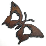 Butterfly Heart Pendant/Embellishment, 2 Hearts Rusted Iron  2.75"  #RST-64