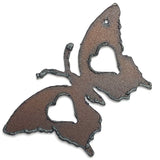 Butterfly Heart Pendant/Embellishment, 2 Hearts Rusted Iron  2.75"  #RST-64