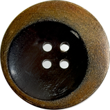 Re-Stocked, Tipsy Black/Brown Moon Horn Button 4-Hole, 1-3/16" - 1-1/4"  # SK-0066