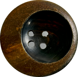 Re-Stocked, Tipsy Black/Brown Moon Horn Button 4-Hole, 1-3/16" - 1-1/4"  # SK-0066