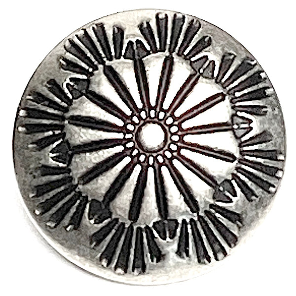 STERLING Tiny Feathered Flower 1/2" Button, Large Shank #SW-410