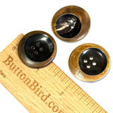 Re-Stocked, Tipsy Black/Brown Moon Horn Button 4-Hole, 1-3/16" - 1-1/4"  # SK-0066