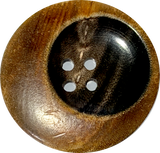 Re-Stocked, Tipsy Black/Brown Moon Horn Button 4-Hole, 1-3/16" - 1-1/4"  # SK-0066