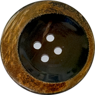 Re-Stocked, Tipsy Black/Brown Moon Horn Button 4-Hole, 1-3/16" - 1-1/4"  # SK-0066