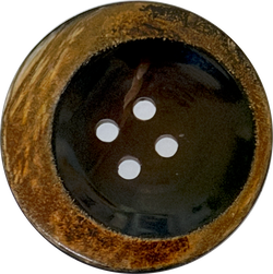 Re-Stocked, Tipsy Black/Brown Moon Horn Button 4-Hole, 1-3/16" - 1-1/4"  # SK-0066