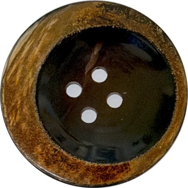 Re-Stocked, Tipsy Black/Brown Moon Horn Button 4-Hole, 1-3/16" - 1-1/4"  # SK-0066