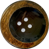 Re-Stocked, Tipsy Black/Brown Moon Horn Button 4-Hole, 1-3/16" - 1-1/4"  # SK-0066