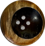 Re-Stocked, Tipsy Black/Brown Moon Horn Button 4-Hole, 1-3/16" - 1-1/4"  # SK-0066