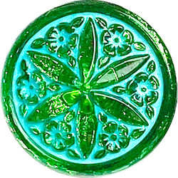 Green Emerald Star Flower Czech Glass 18mm Button 11/16-3/4"  #CZ-012