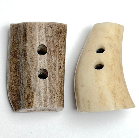 Genuine Antler Button/Toggle 1" x 5/8" - 15/16" Light Browns/Taupes Mostly THICKER  #SK-002