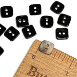 Tiny Black Square Shiny Agoya Shell 3/8" / 10mm Button PACK OF TWO #SK-1860