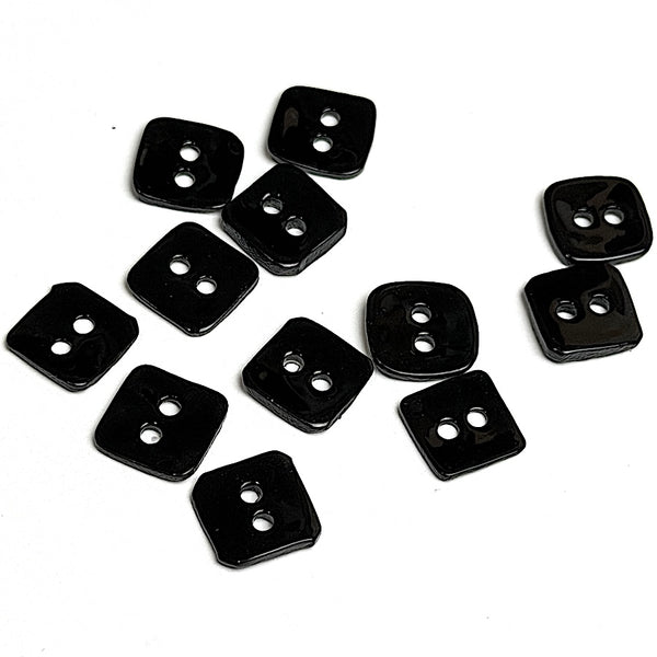 Tiny Black Square Shiny Agoya Shell 3/8" / 10mm Button PACK OF TWO #SK-1860