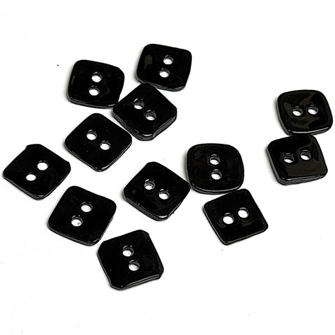 Tiny Black Square Shiny Agoya Shell 3/8" / 10mm Button PACK OF TWO #SK-1860