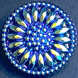 Norther Lights Indigo 3/4" Sunflower, Metallic-Like Czech Glass Button 19mm  #CZ 137
