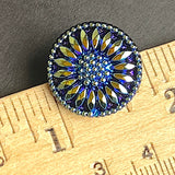 Norther Lights Indigo 3/4" Sunflower, Metallic-Like Czech Glass Button 19mm  #CZ 137