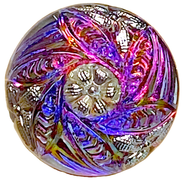 Rainbow Purples/Magentas Six-Leaf Flower Czech Glass Button 27mm / 1-1/16"  # CZ-213