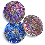 Rainbow Purples/Magentas Plumeria Czech Glass Button 19mm / 3/4"  # CZ 278