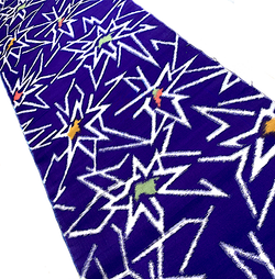Purple Fireworks Vintage Meisen Kimono Silk Pieces from Japan, 13" x 62"  # ZP-19