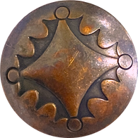 Running Low, "Antique" Rustic Four Directions Dark Coppery Brass Concho Shank Back Button 7/8"  #SW-18