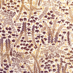 Earthtone Plants Vintage Chirimen Crepe Kimono Silk Print, Pieces from Japan, 14" x 54"  # ZP-20