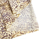 Earthtone Plants Vintage Chirimen Crepe Kimono Silk Print, Pieces from Japan, 14" x 54"  # ZP-20