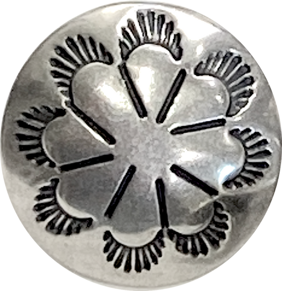 Re-Stocked Desert Primrose 5/8" / 15mm Concho Button, 16mm Nickel Silver, Large 5mm Shank   #SW-321