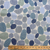 Stones from Japan, Cotton/Linen Print, Bookhou / Kokka, 43" Wide, Per Yard, #1B Blue