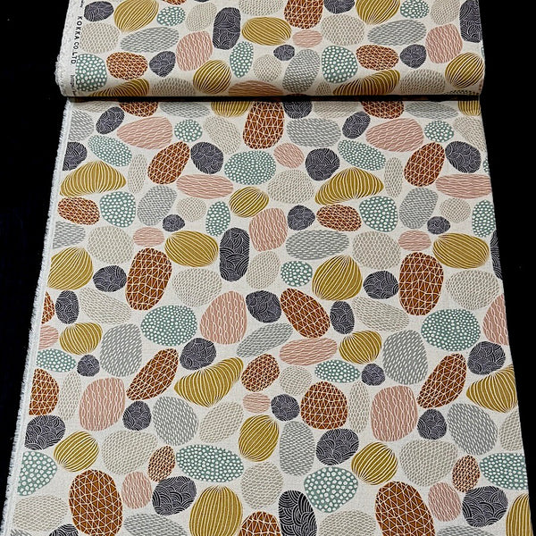Stones from Japan, Cotton/Linen Print, Bookhou / Kokka, 43" Wide, Per Yard, #1C Mustard