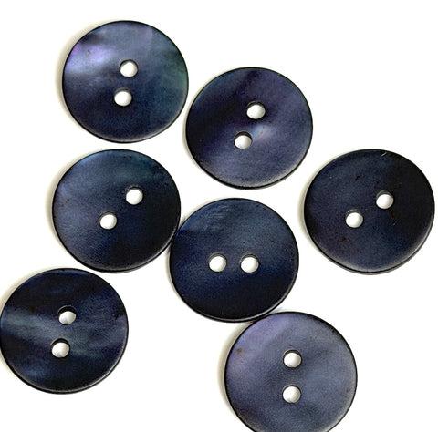 Re-Stocked Dark Indigo/Navy Velvet Agoya Shell 5/8" 2-hole Button, Pack of 8 #SK-1209