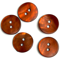 Re-Stocked Rust/Copper Velvet Agoya Shell 5/8" 2-hole Button, Pack of 5  #SK-1220
