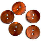 Re-Stocked Rust/Copper Velvet Agoya Shell 5/8" 2-hole Button, Pack of 5  #SK-1220
