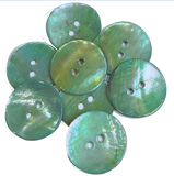 Re-Stocked, Light Turquoise-Green Shiny Agoya Shell 5/8" / 15mm 2-hole Button, Pack of 8   #SK-1247