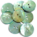 Re-Stocked, Light Turquoise-Green Shiny Agoya Shell 5/8" 2-hole Button, Pack of 8, 15mm   #SK-1247