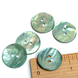 Re-Stocked, LIght Turquoise-Green Shiny Agoya Shell 13/16"/20mm, 2-hole Button, Pack of 5    #SK-1246