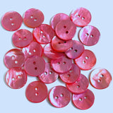 Re-Stocked, Pink Shiny Agoya Shell 5/8" 2-hole 15mm, Per Button, # SK-1239