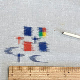 OUTLET ITEM, Ice-Blue-White with Ikat Birds Vintage Kimono Silk from Japan By the Yard #109