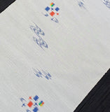 OUTLET ITEM, Ice-Blue-White with Ikat Birds Vintage Kimono Silk from Japan By the Yard #109