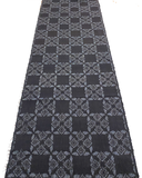 Asa: Hemp-Flax Black/Silver-Gray Checkerboard, 1960's Semi-Sheer Kimono Fabric Pieces from Japan 14" x60"  #ZP-30: