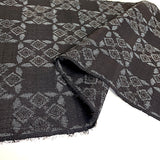 Asa: Hemp-Flax Black/Silver-Gray Checkerboard, 1960's Semi-Sheer Kimono Fabric Pieces from Japan 14" x60"  #ZP-30: