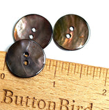 Re-Stocked, Dark Chocolate/Gray Iridescent Shiny Agoya Shell  3/4"-13/16" Per Button  #SK-1228
