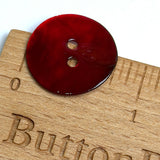 Re-Stocked, Red Ruby Burgundy Shiny Agoya Shell 3/4" 2-hole, Per Button, 20mm,  #SK-1244