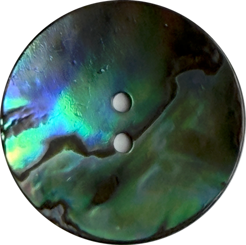 Re-Stocked Abalone Natural Incredible Large Dramatic Greens/Blues 2-Hole Button 1-1/8"  #SK-0037