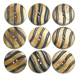SALE, Artsy Wavy Horn Button, Brown & Black Stripe 1-1/2"  #SK-709