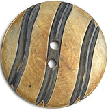SALE, Artsy Wavy Horn Button, Brown & Black Stripe 1-1/2"  #SK-709