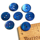 THREE, Royal Blue Shiny Agoya 2-Hole Button 5/8" / 15mm, Pack of 3.  #SK-1233